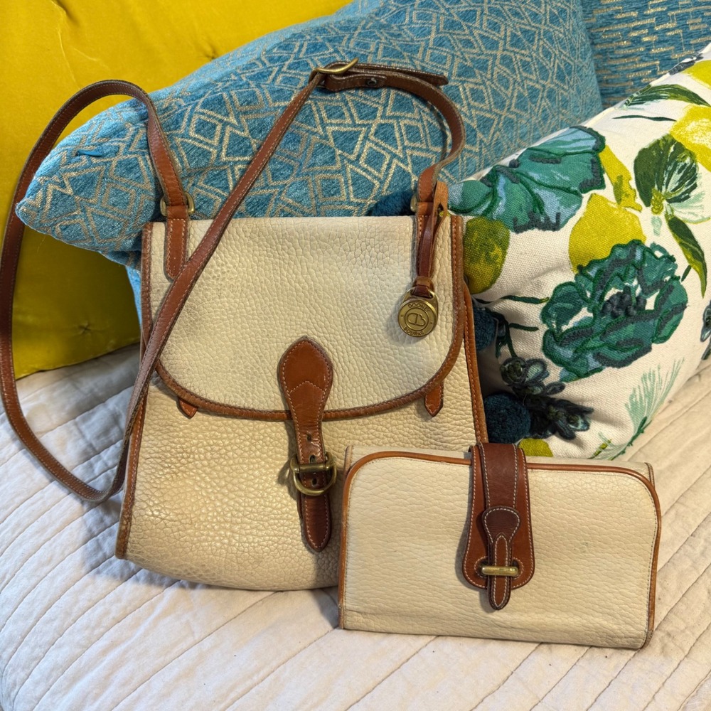 Vintage Dooney & Bourke Set Purse & Wallet Essex Messenger Bag Leather granny z0